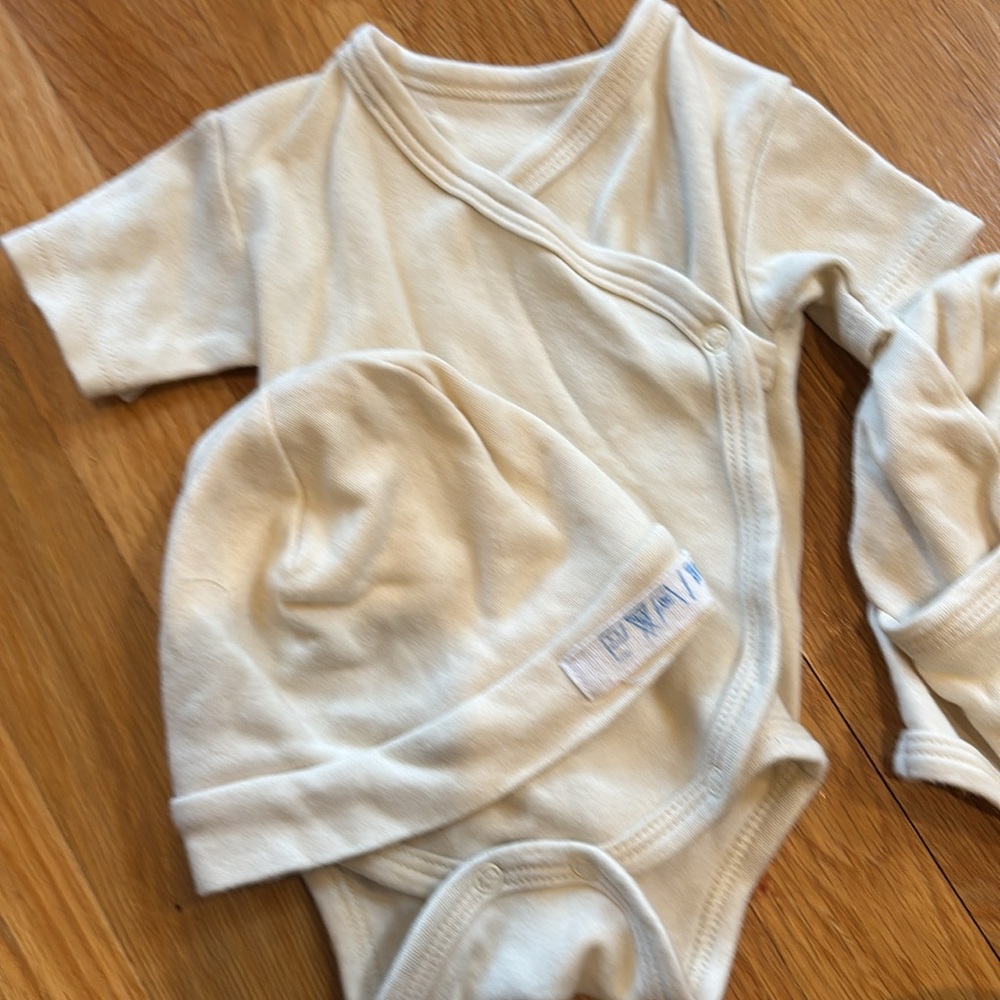 Fog Linen♻️Sustainable Organic 3 piece set Dye Free 0-3m